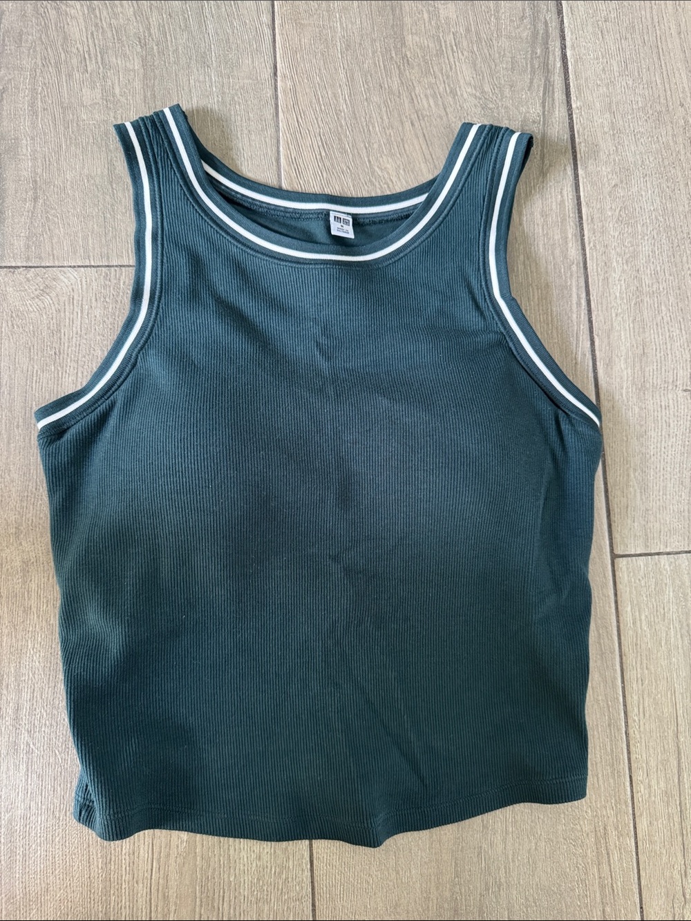 Uniqlo Dark Teal Ribbed Tank with White Trim